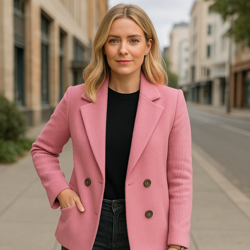 Harper | Button patchwork sleeves casual coat