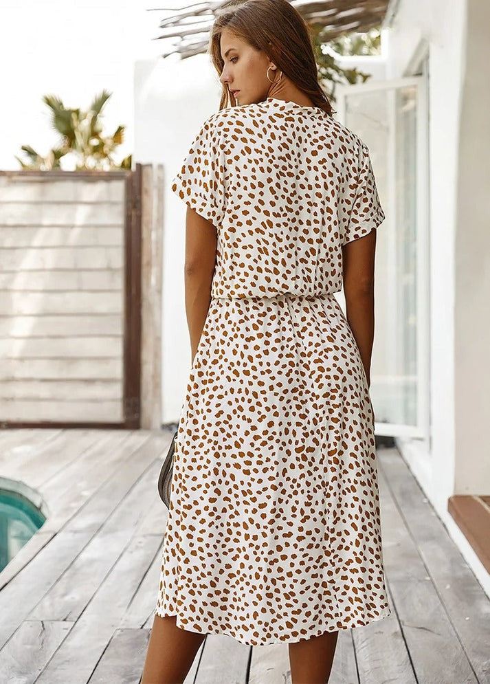 Amber Printed V-Neck Dress - Effortless Summer & Wedding Guest Elegance