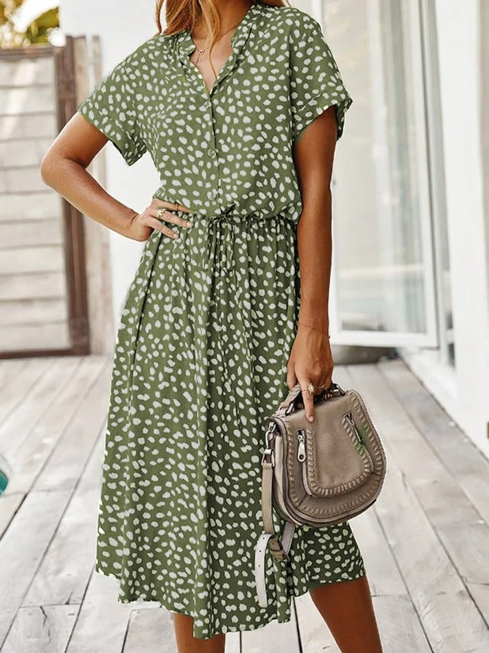 Amber Printed V-Neck Dress - Effortless Summer & Wedding Guest Elegance