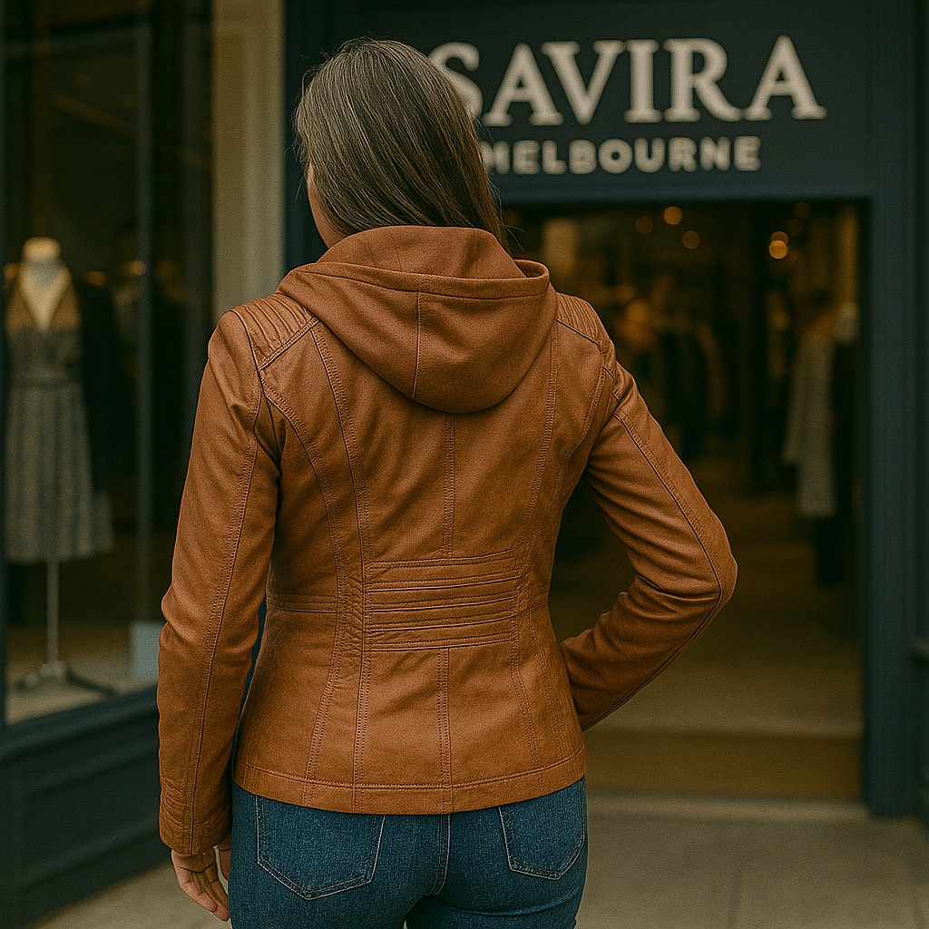 Olivia™ | Waterproof Women's Leather Jacket with Hood