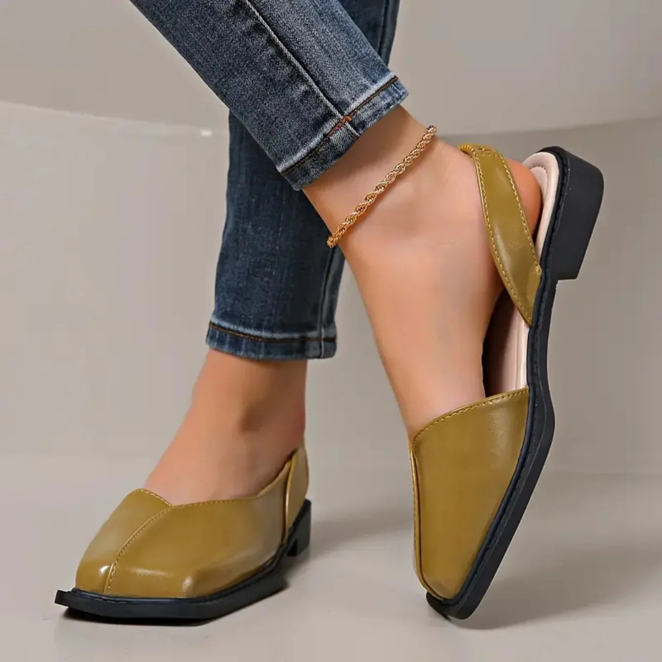 Carmen Ivy Flats - Comfortable Vegan Leather Black Flats for Women
