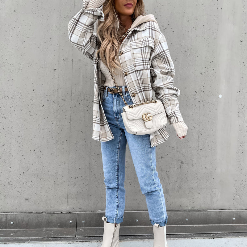 Casual Hooded Plaid Coat - Stylish Women's Winter Outerwear