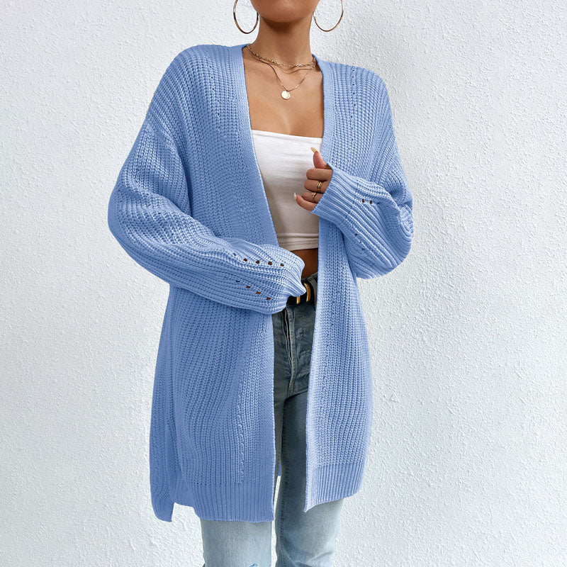 Casual Knit Cardigan - Comfortable Long Cardigans for Women in Black
