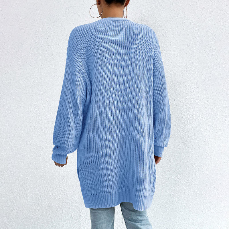 Casual Knit Cardigan - Comfortable Long Cardigans for Women in Black