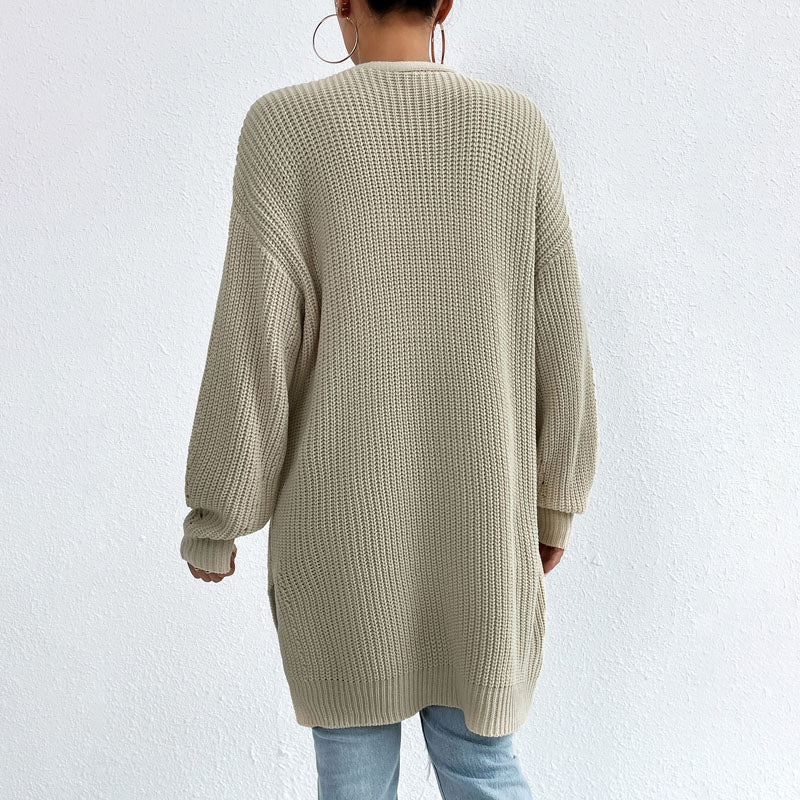 Casual Knit Cardigan - Comfortable Long Cardigans for Women in Black
