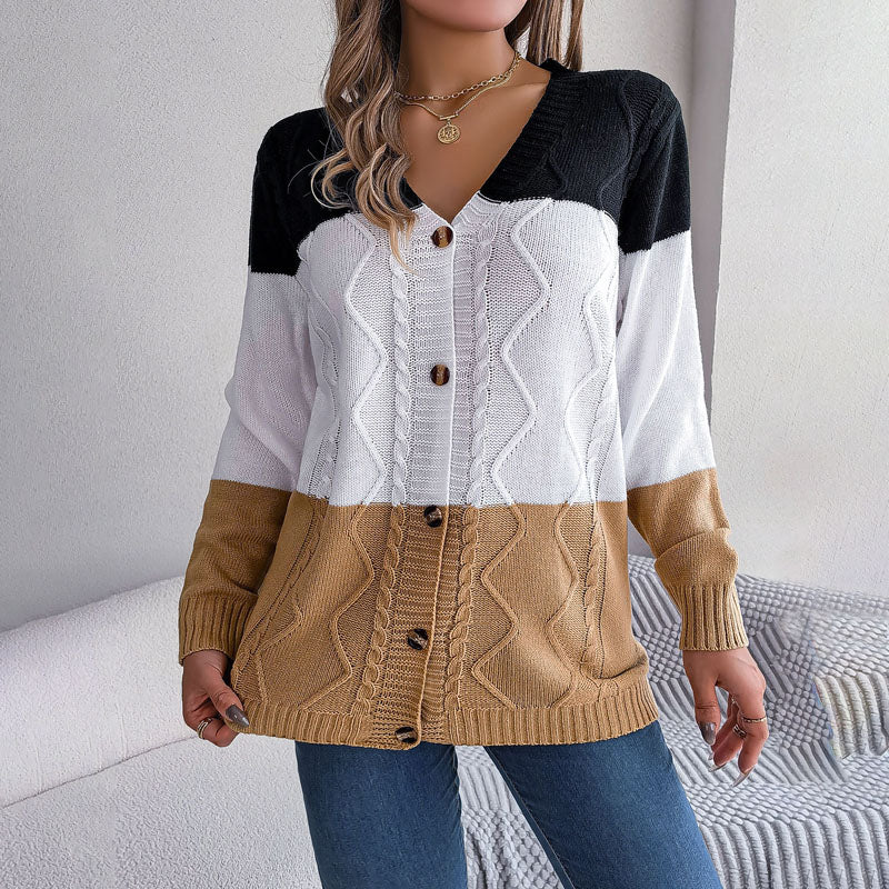 Color Block Long Cardigan - Stylish Knitwear for Women, All Seasons