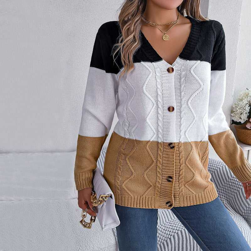 Color Block Long Cardigan - Stylish Knitwear for Women, All Seasons