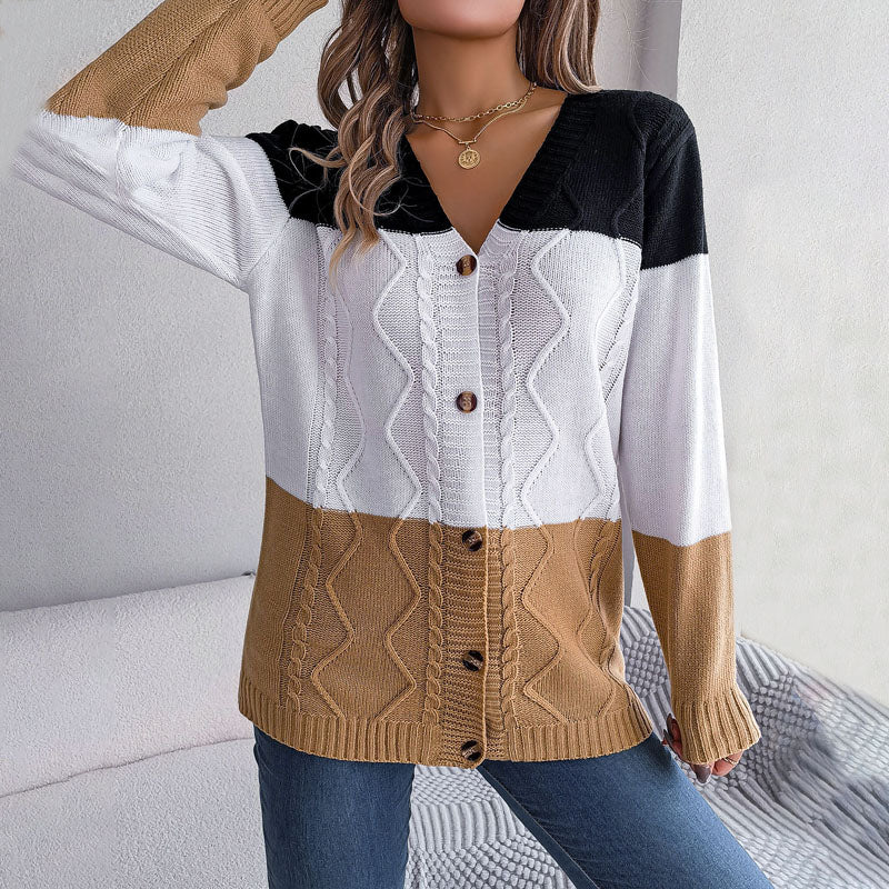 Color Block Long Cardigan - Stylish Knitwear for Women, All Seasons