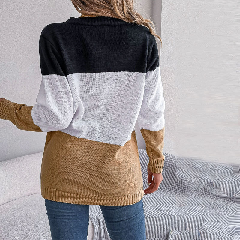 Color Block Long Cardigan - Stylish Knitwear for Women, All Seasons