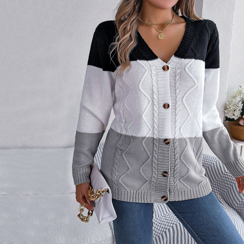 Color Block Long Cardigan - Stylish Knitwear for Women, All Seasons