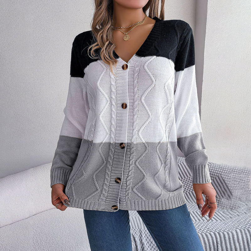 Color Block Long Cardigan - Stylish Knitwear for Women, All Seasons