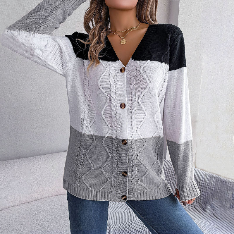 Color Block Long Cardigan - Stylish Knitwear for Women, All Seasons