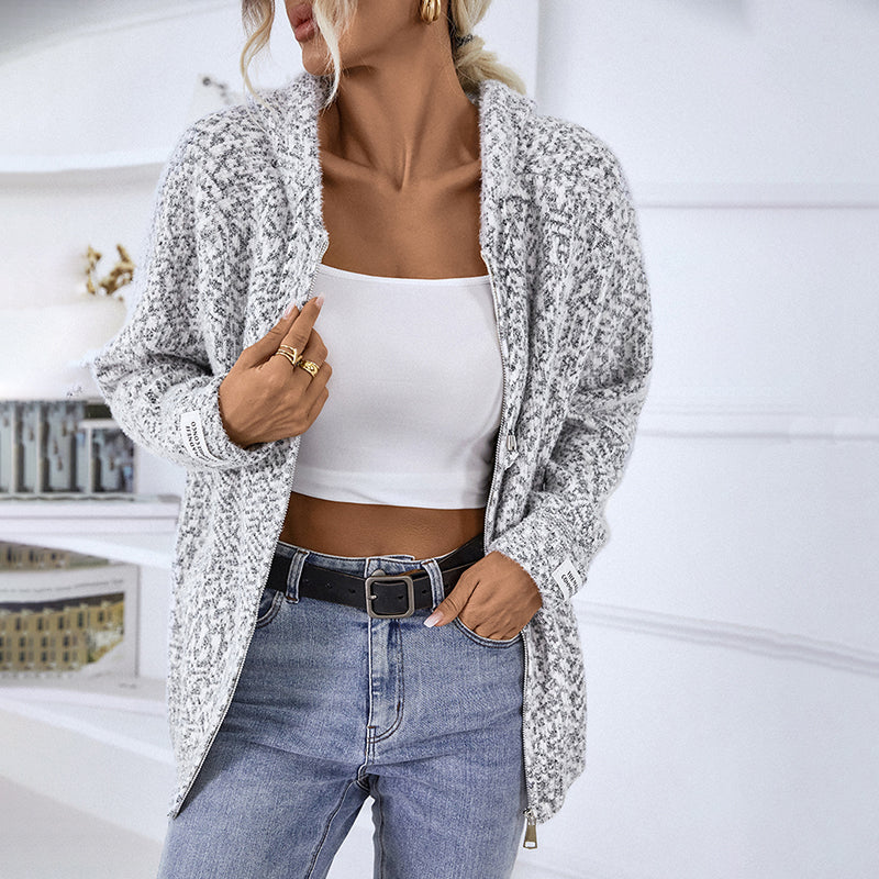 Cozy Hooded Cardigan - Soft Cotton-Acrylic Blend for All Seasons
