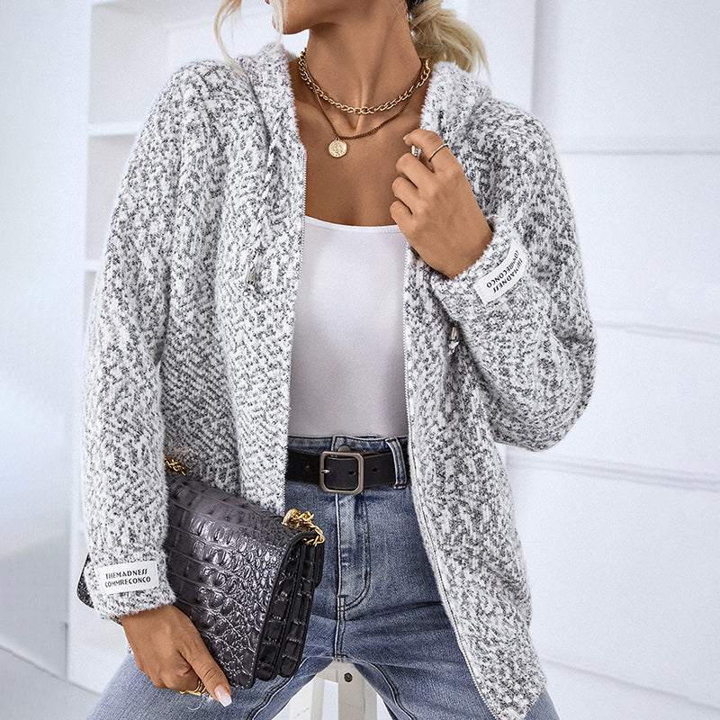 Cozy Hooded Cardigan - Soft Cotton-Acrylic Blend for All Seasons