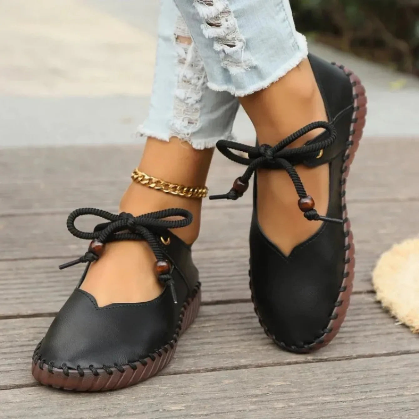 Elara Black Flats - Cloud-Like Comfort & Breathable Vegan Leather