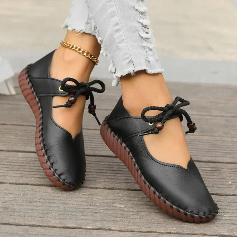 Elara Black Flats - Cloud-Like Comfort & Breathable Vegan Leather