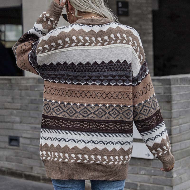 Vintage Geometric Knit Pullover | Stylish and Comfortable Sweater