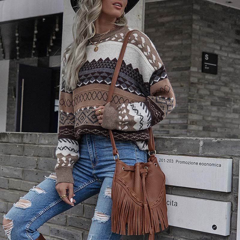 Vintage Geometric Knit Pullover | Stylish and Comfortable Sweater