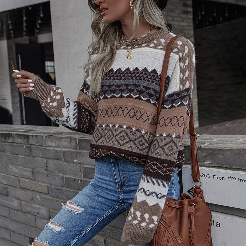 Vintage Geometric Knit Pullover | Stylish and Comfortable Sweater