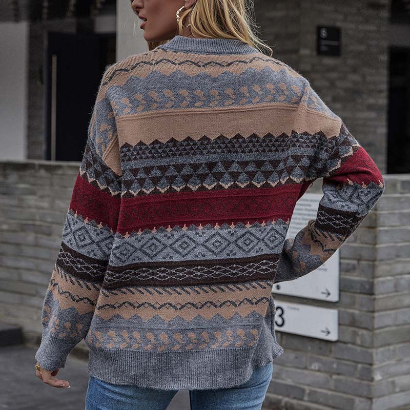 Vintage Geometric Knit Pullover | Stylish and Comfortable Sweater