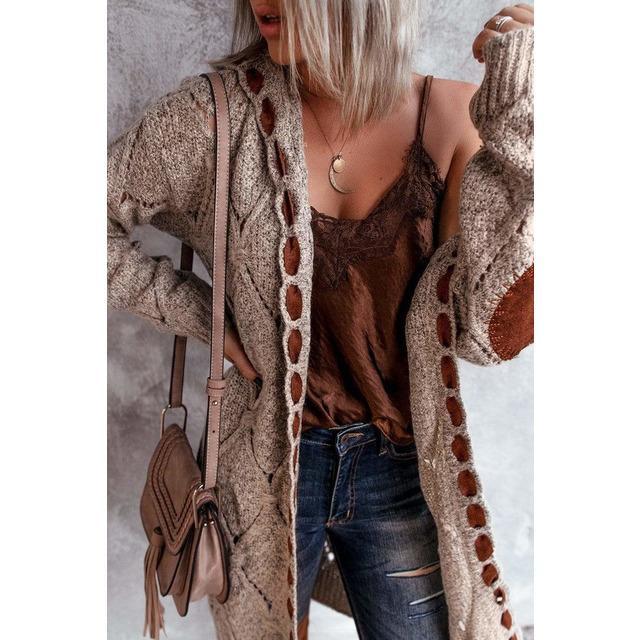 Vintage Hooded Cardigan - Cozy Patchwork Style For Women