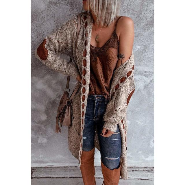 Vintage Hooded Cardigan - Cozy Patchwork Style For Women