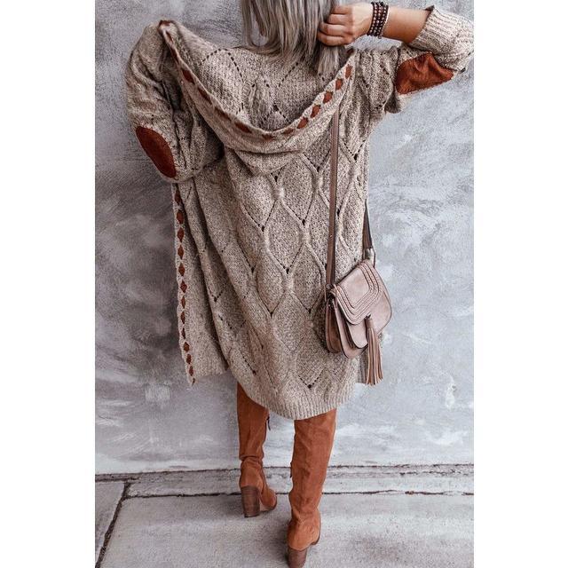 Vintage Hooded Cardigan - Cozy Patchwork Style For Women