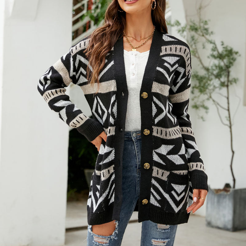 Vintage Knitted Long Cardigan - Cozy & Stylish Layer for Women