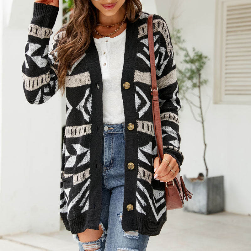 Vintage Knitted Long Cardigan - Cozy & Stylish Layer for Women