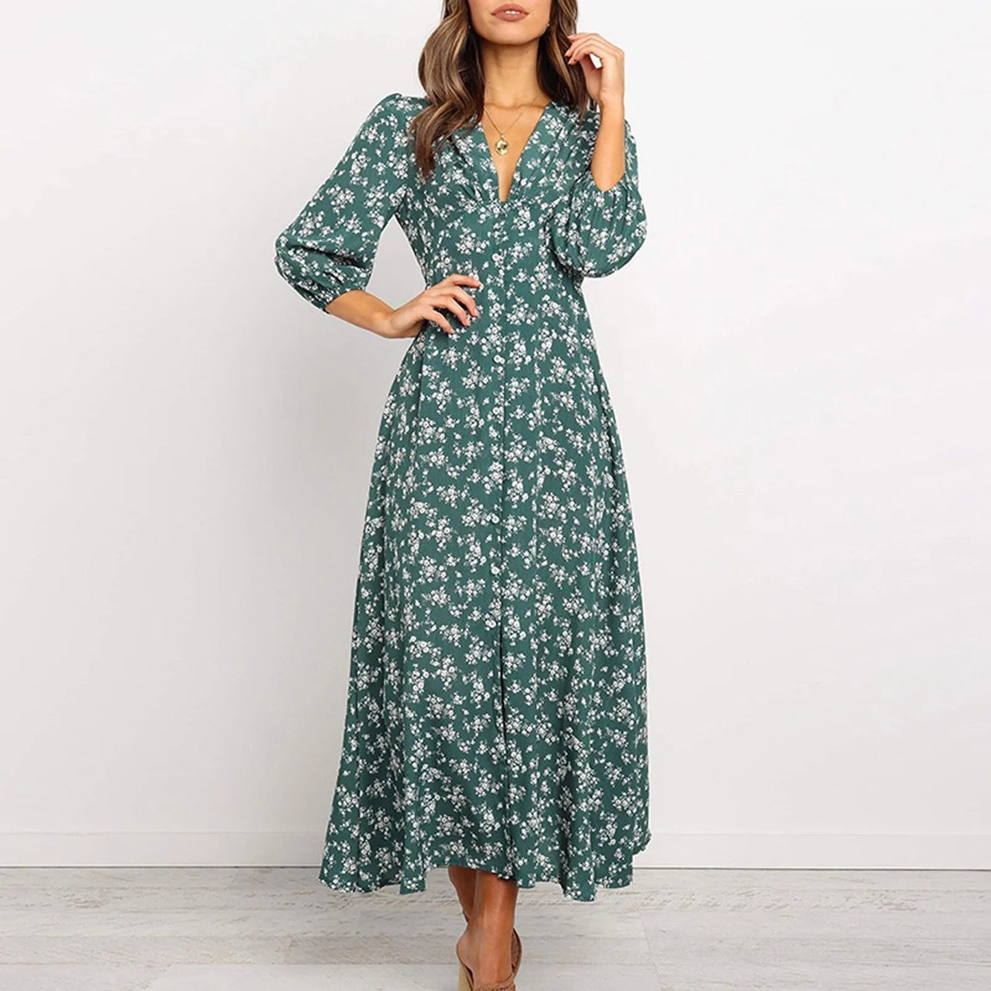 Womens Dress - Elegant Floral Maxi for Wedding Guests & Summer Events
