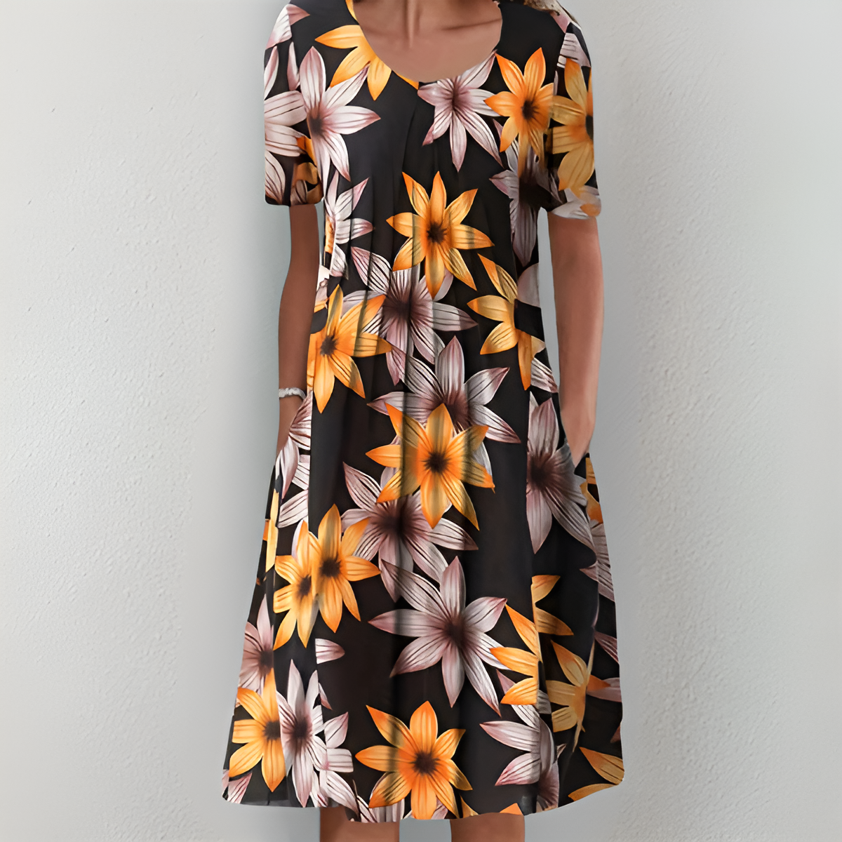 Womens Dress - Floral Design With Effortless Elegance & Comfort