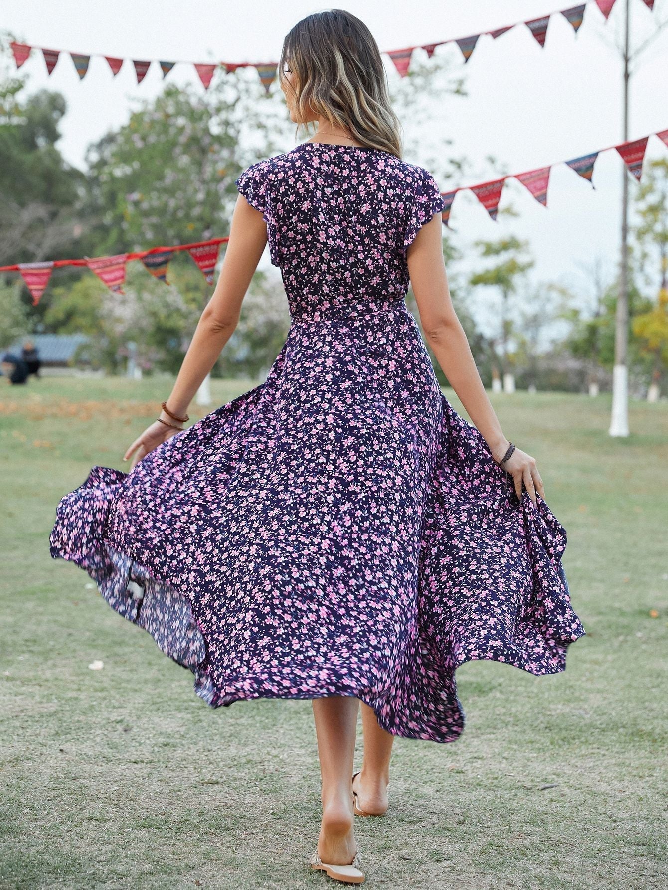 Womens Floral Sleeveless Dress - Elegant Summer Wedding Guest Style