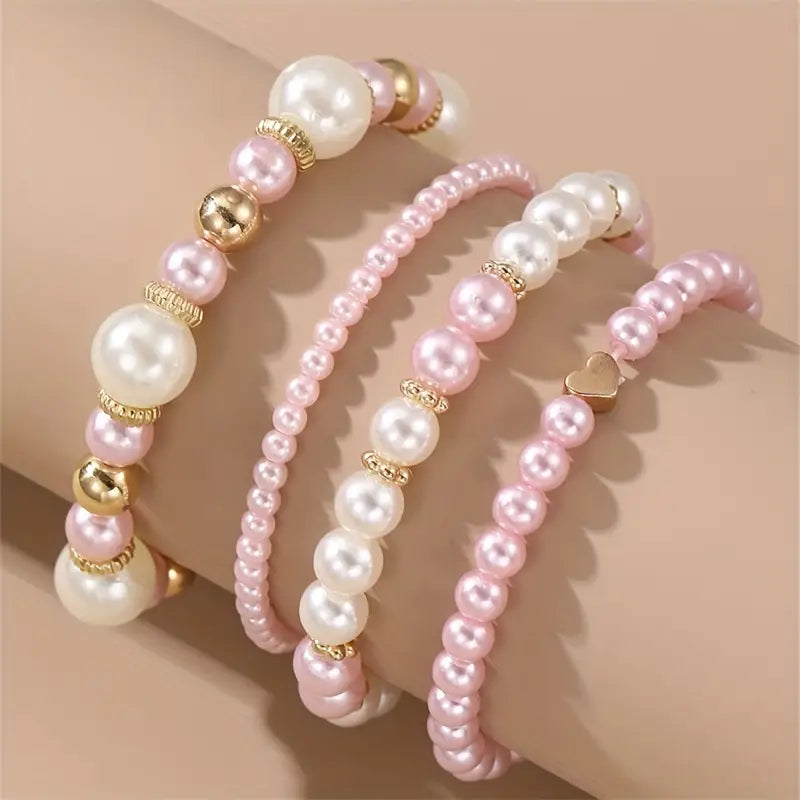 4 Piece Love Pearl Bracelet | Together against breast cancer