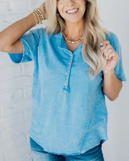 POSITANO - WASHED BUTTON T-SHIRT