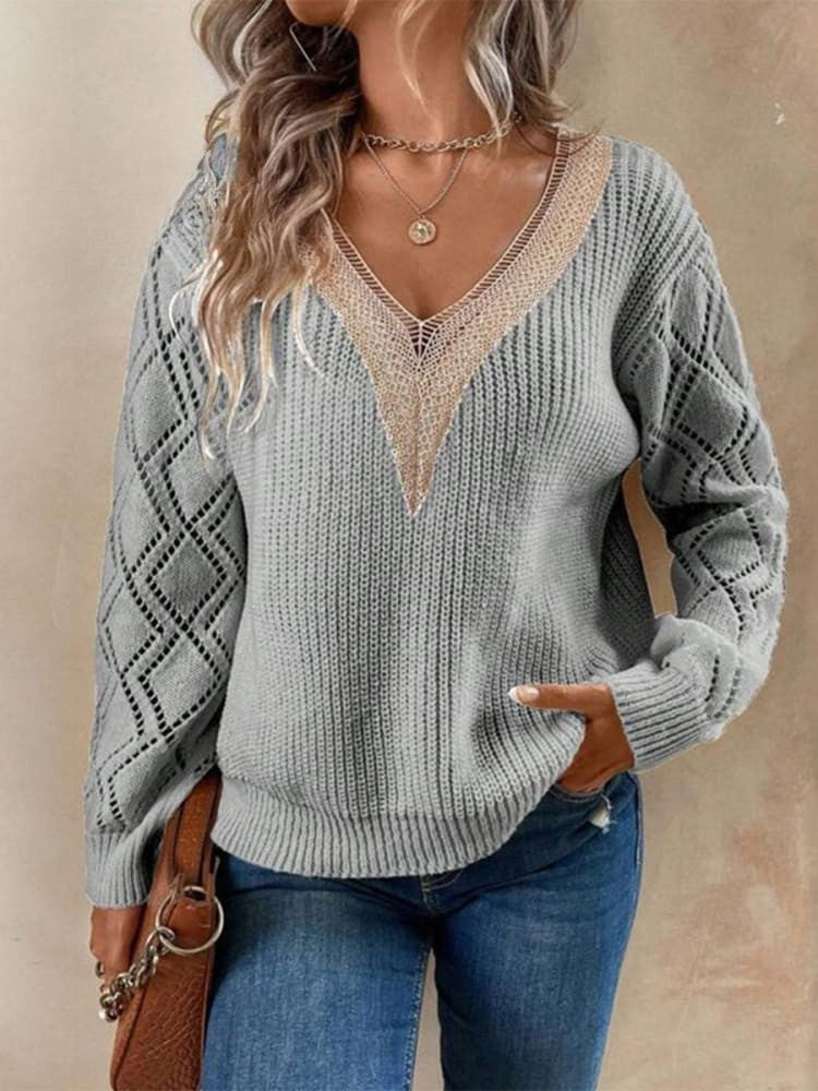 Ashley Women's Sweater - Casual V-Neck Knit Pullover for All-Day Comfort