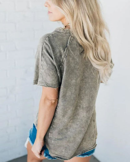 POSITANO - WASHED BUTTON T-SHIRT