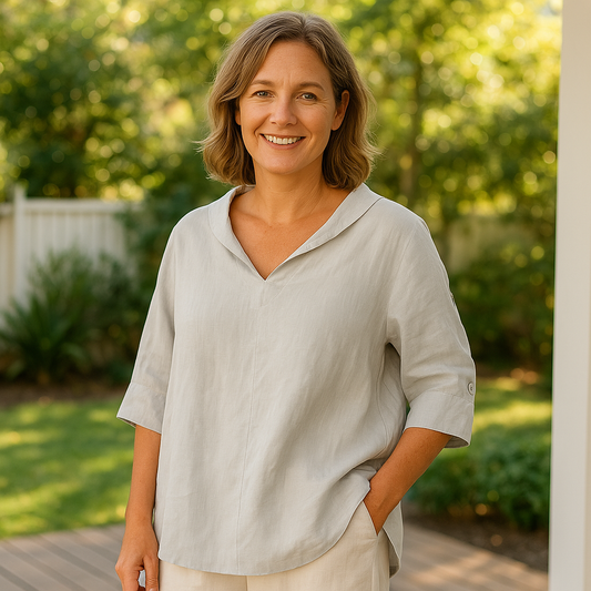 DANALA - Women's V-Neck Casual Linen Shirt