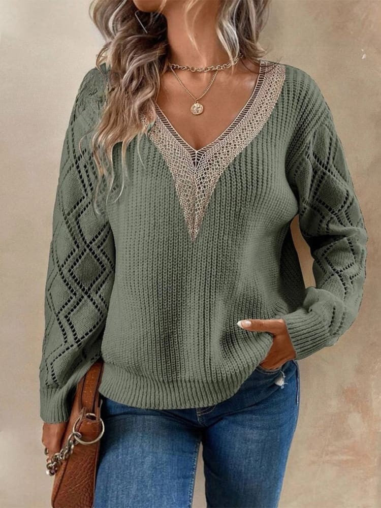 Ashley Women's Sweater - Casual V-Neck Knit Pullover for All-Day Comfort