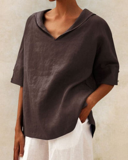 DANALA - Women's V-Neck Casual Linen Shirt