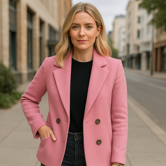 Harper | Button patchwork sleeves casual coat