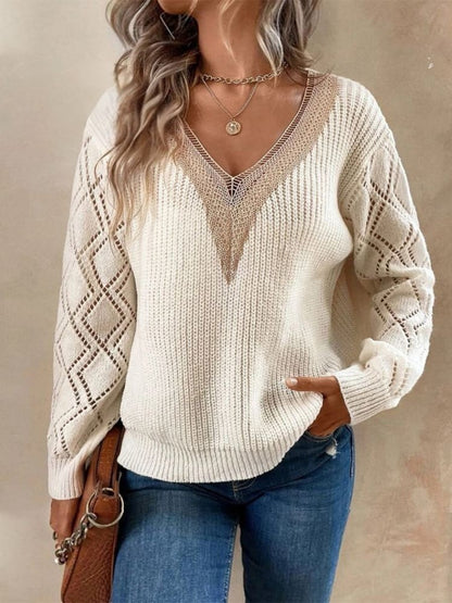 Ashley Women's Sweater - Casual V-Neck Knit Pullover for All-Day Comfort