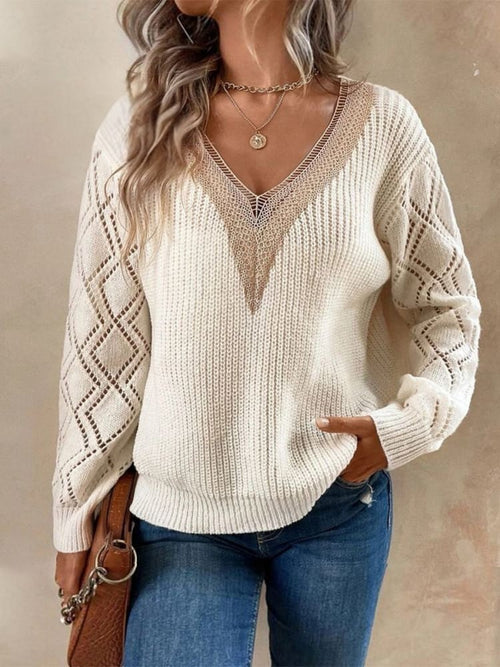 Ashley Women's Sweater - Casual V-Neck Knit Pullover for All-Day Comfort
