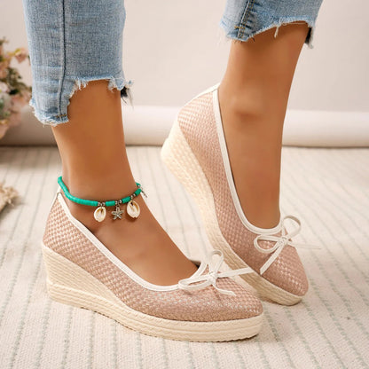 Adelina Nude Wedge Heels - Stylish Comfort for Warm Weather Outfits
