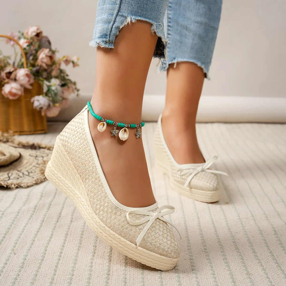 Adelina Nude Wedge Heels - Stylish Comfort for Warm Weather Outfits