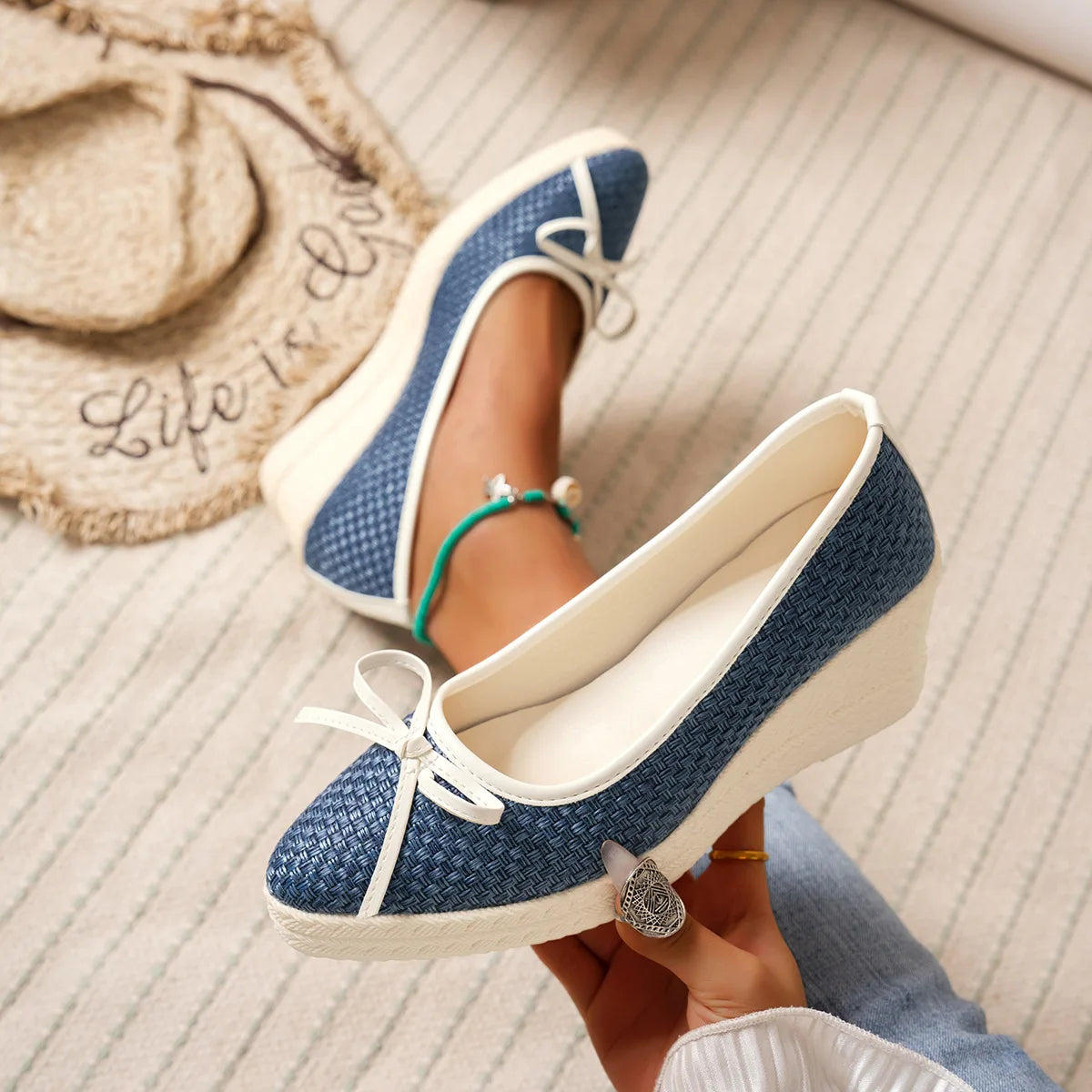 Adelina Nude Wedge Heels - Stylish Comfort for Warm Weather Outfits