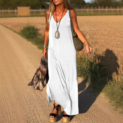 Amber Maxi Dress - Elegant V-Neck, Lightweight Comfort For Women