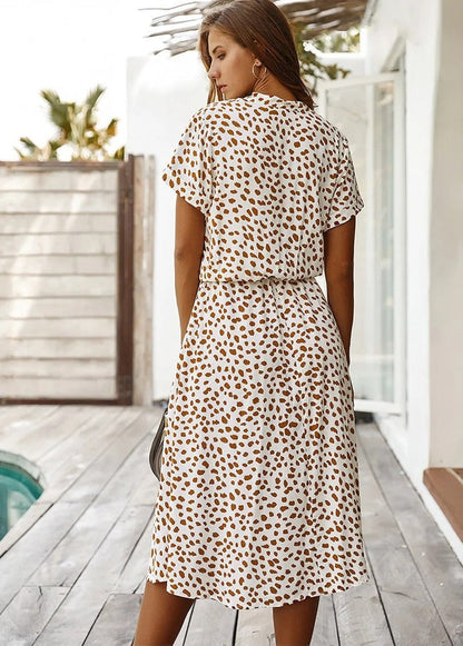 Amber Printed V-Neck Dress - Effortless Summer & Wedding Guest Elegance