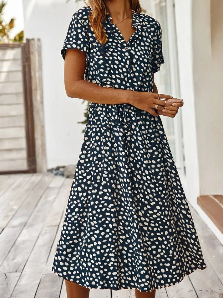 Amber Printed V-Neck Dress - Effortless Summer & Wedding Guest Elegance
