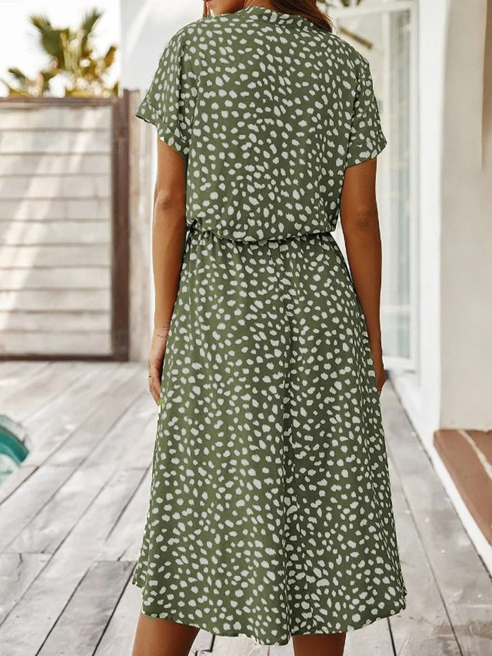 Amber Printed V-Neck Dress - Effortless Summer & Wedding Guest Elegance