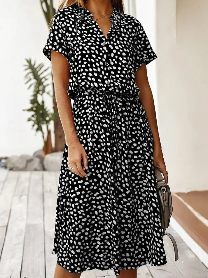 Amber Printed V-Neck Dress - Effortless Summer & Wedding Guest Elegance